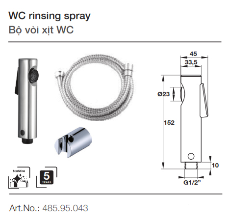 Bộ vòi xịt WC Hafele - 485.95.043