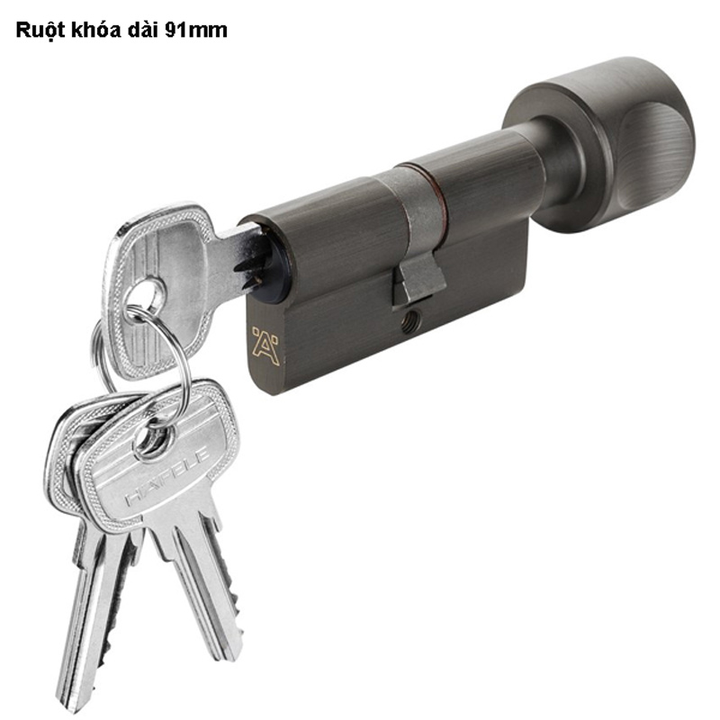 Ruột khóa Hafele 1 đầu chìa, 1 đầu vặn, 91mm, màu đen - 916.64.932