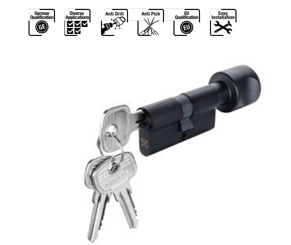 Ruột khóa 1 đầu chìa, 1 đầu vặn 61mm, chìa chủ_EM Hafele - 916.66.530