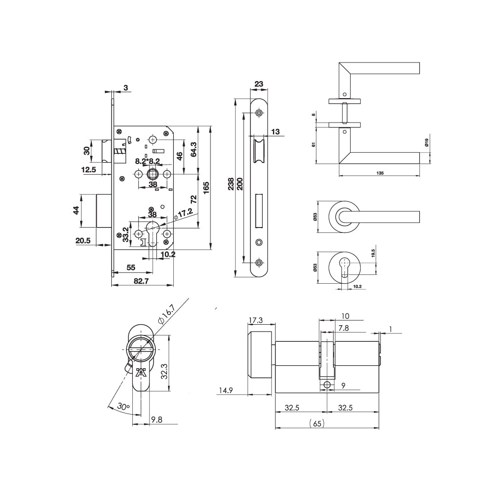 Bộ tay nắm Hafele nắp chụp tròn kiểu G, cửa toilet - 489.10.660 - Ảnh 2