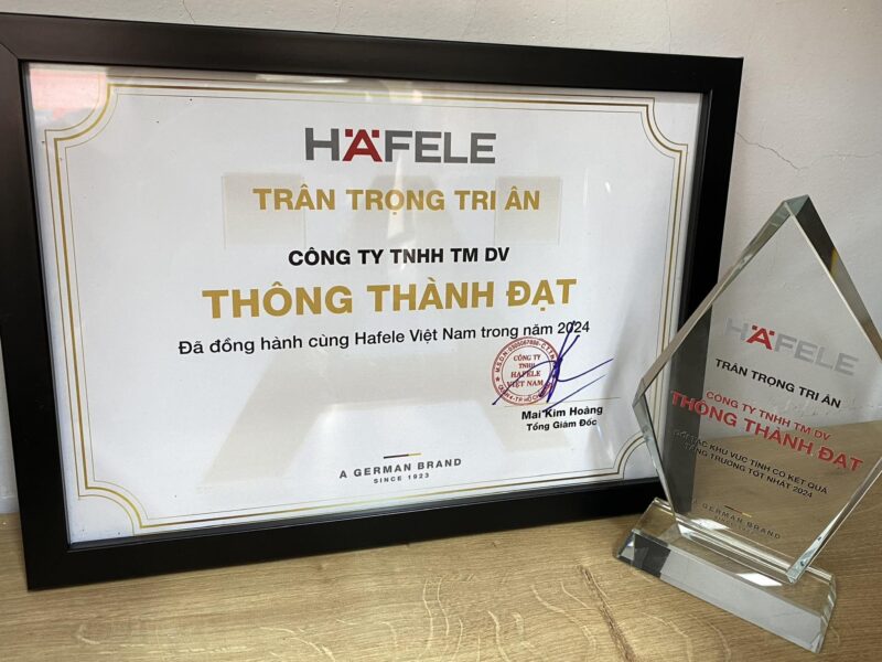 CÔNG TY TNHH TM DV THÔNG THÀNH ĐẠT VINH DỰ ĐÓN NHẬN GIẢI THƯỞNG “ĐỐI TÁC KHU VỰC TỈNH CÓ KẾT QUẢ TĂNG TRƯỞNG TỐT NHẤT NĂM 2024” TỪ HÄFELE VIỆT NAM