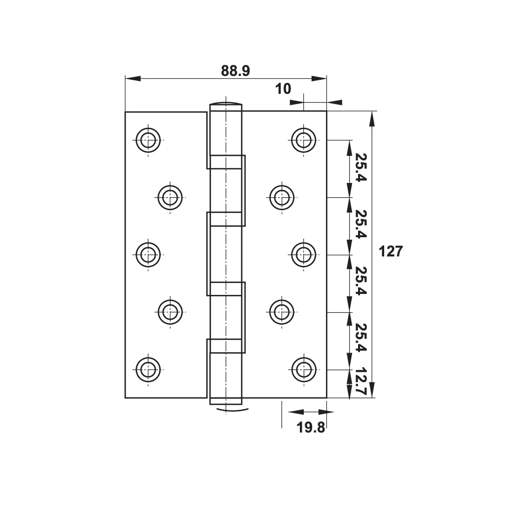 Bản lề lá Hafele inox 127 x 89 x 3 mm, 4 vòng bi, đồng bóng - 489.05.026 - Ảnh 2