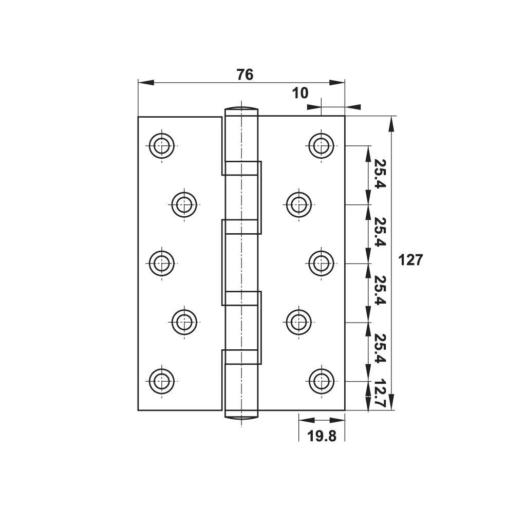 Bản lề lá Hafele inox 127 x 76 x 3 mm, 4 vòng bi, đồng bóng - 489.05.028 - Ảnh 2