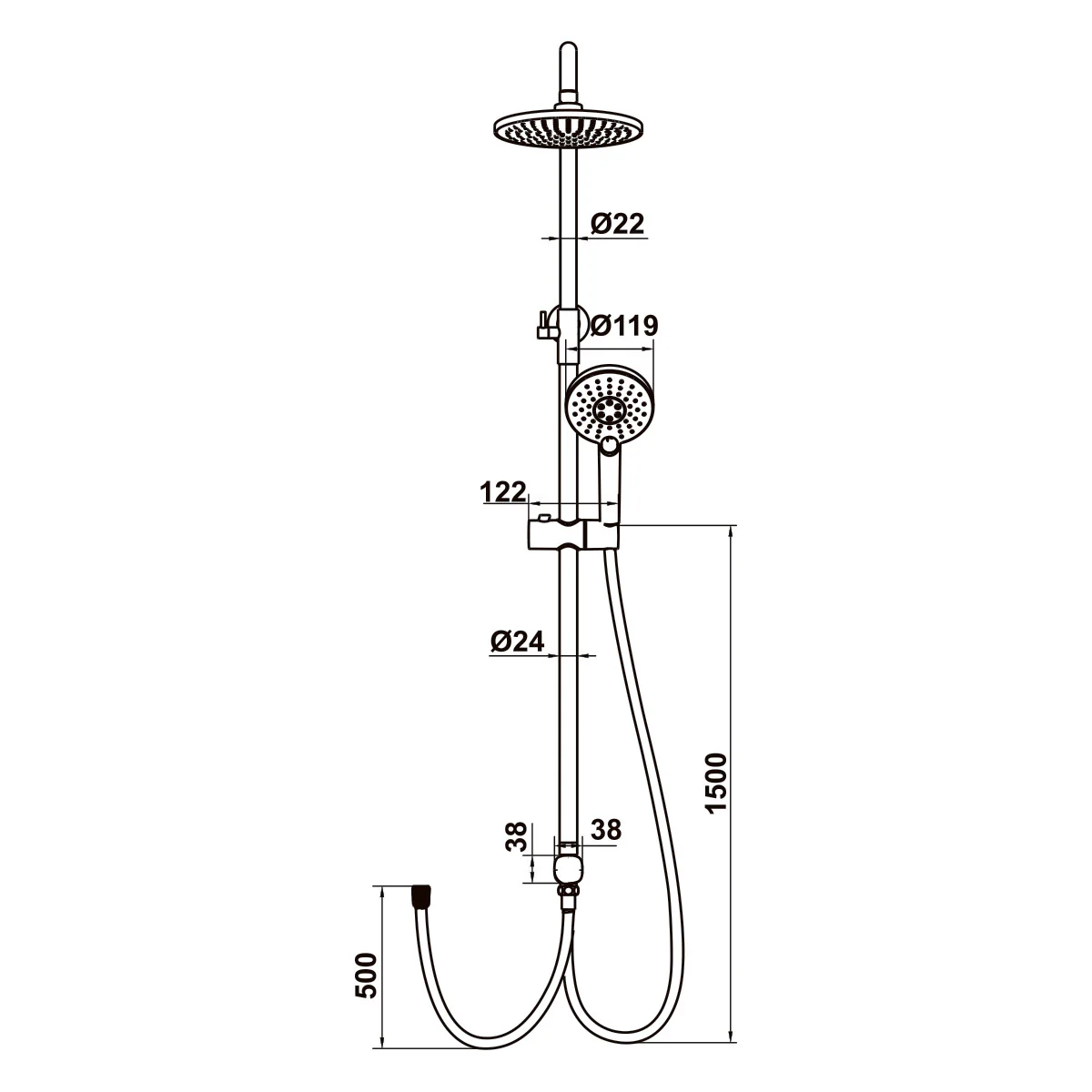 Thanh sen kết hợp không gồm bộ trộn Hafele - 589.34.429 - Ảnh 3