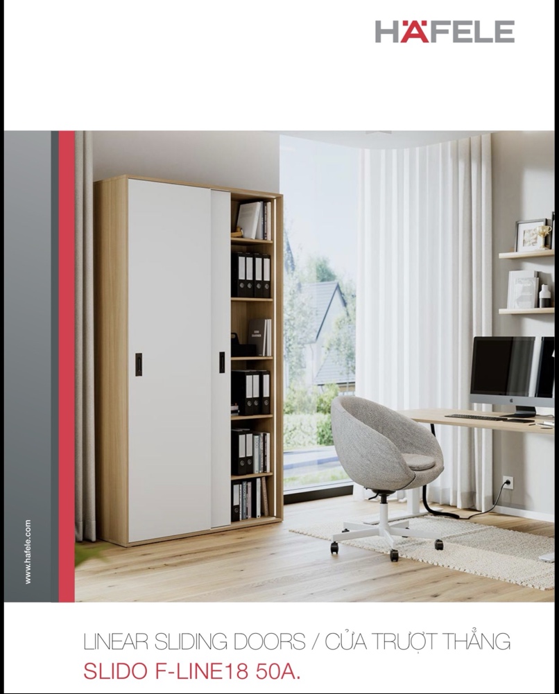 Häfele Slido F-Line18 50A: Giải Pháp Cửa Trượt Thẳng Hiện Đại Cho Tủ Nội Thất