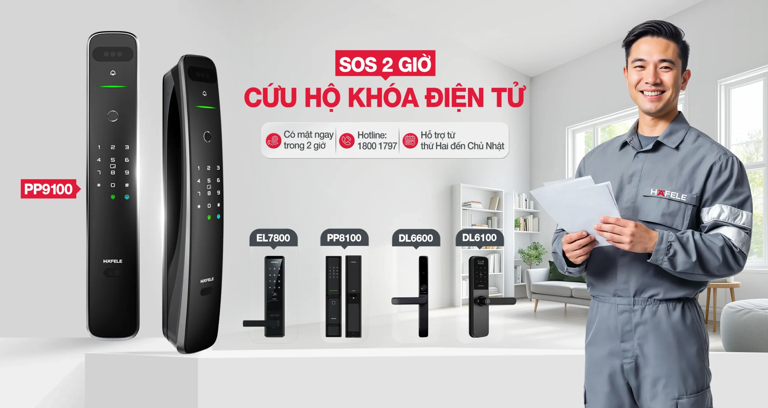 HÄFELE SOS 2H – CỨU HỘ KHÓA ĐIỆN TỬ TRONG 2 GIỜ