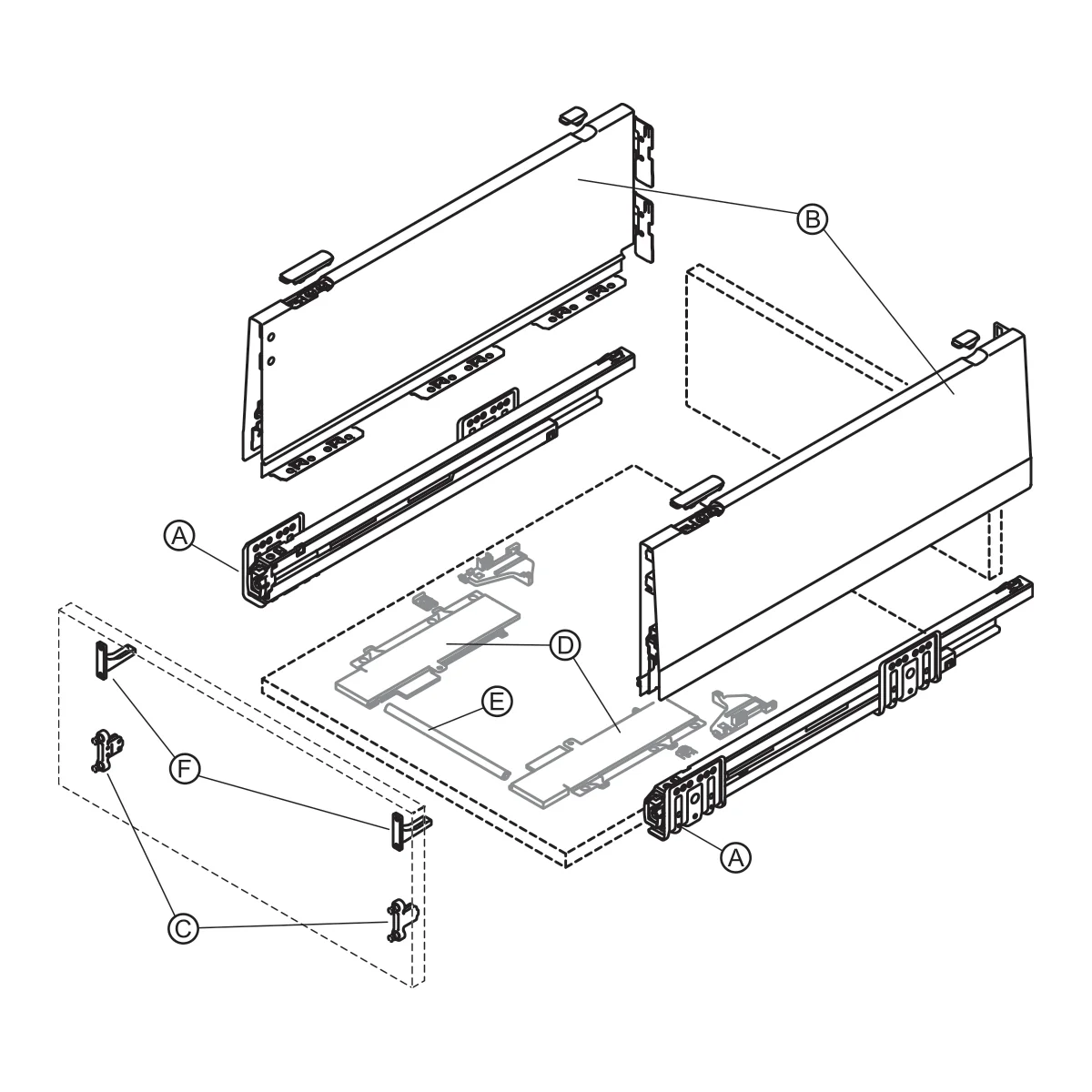 Ray hộp Hafele Matrix Box P Plus, chiều cao thành hộc 180 mm, 70kg, màu xám - 513.67.325 - Ảnh 3