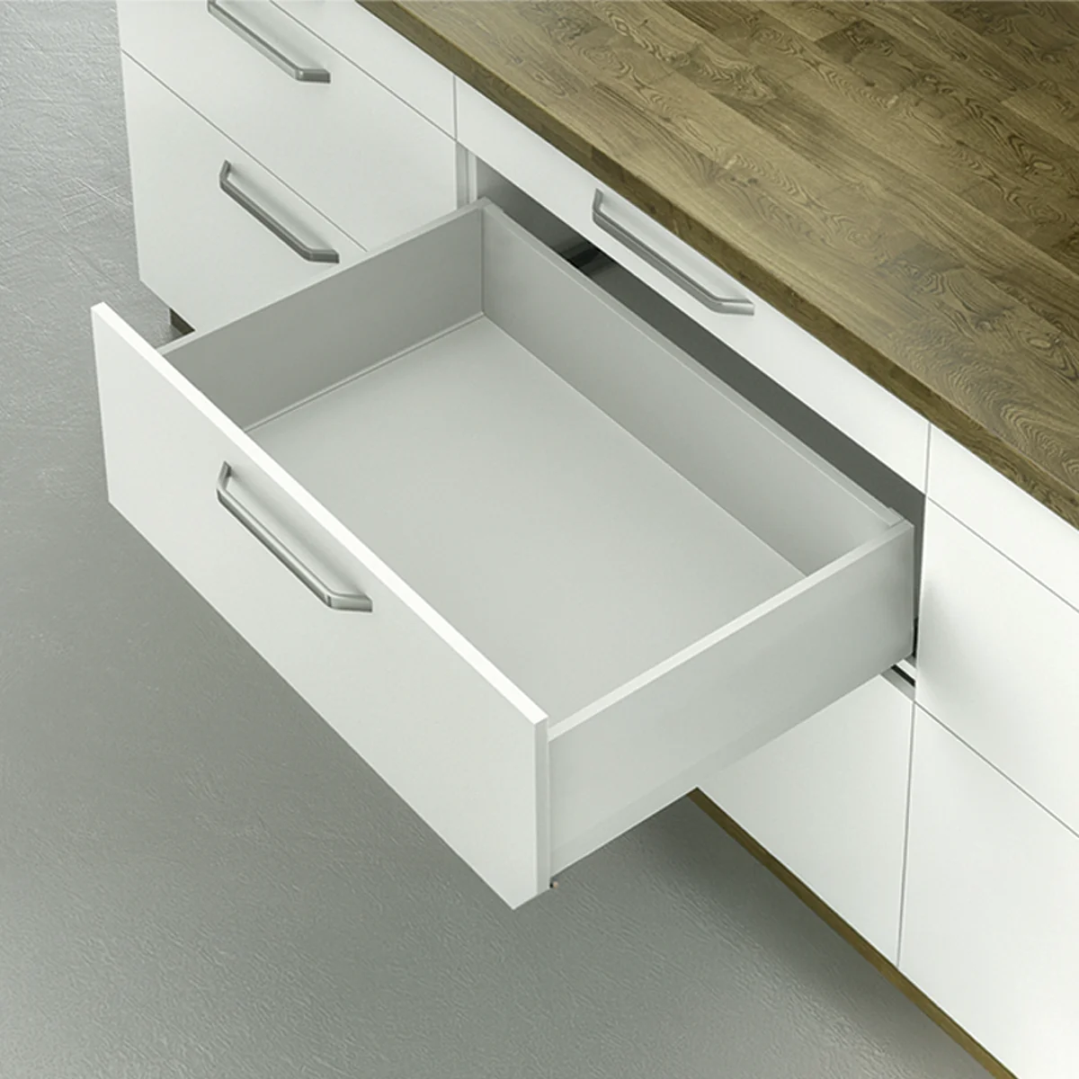 Ray hộp Hafele Matrix Box P Plus, chiều cao thành hộc 180 mm, 70kg, màu xám - 513.67.325